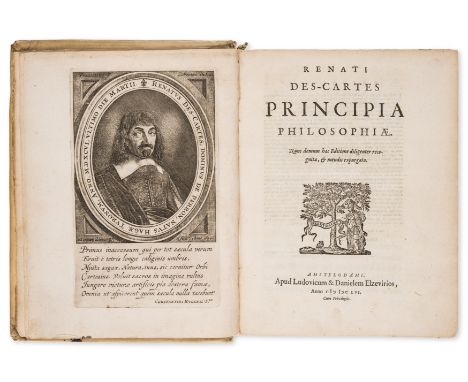 Descartes (René) Opera philosophica, 3 parts in 1, third edition, half-title, engraved portrait of the author with printer to