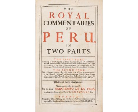 South America.- Lasso de la Vega (Garcia) The Royal Commentaries of Peru, 2 parts in 1, first edition in English, translated 