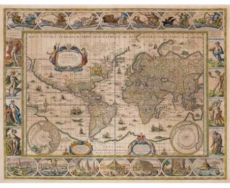 World.- Blaeu (Willem Janszoon) Nova totius terrarum orbis geographica ac hydrographica tabula, world map on Mercator's proje