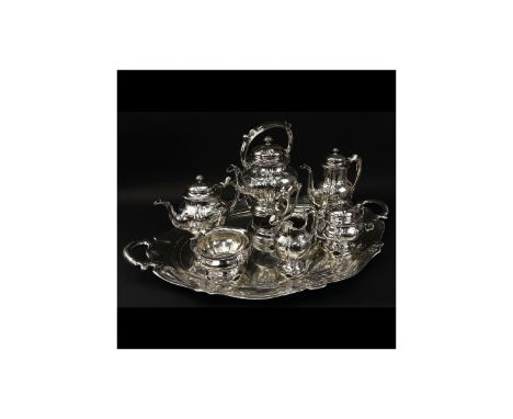 Important Gorham Martele .9584 Silver Tea and Coffee Service With Tray Circa 1910. Retailed by Spaulding &amp; Co., Chicago. 