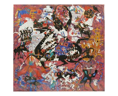 Jiang Tiefeng, Chinese/American (born 1938) Lithograph, Figures and Animals, Signed and Numbered 1/293 on Lower Margin. Measu