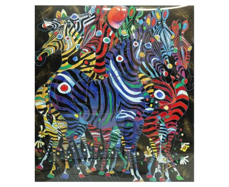 Jiang Tiefeng, Chinese/American (born 1938) Lithograph "Imperial Zebras" Signed and Numbered 71/75 on Lower Margin. Measures 