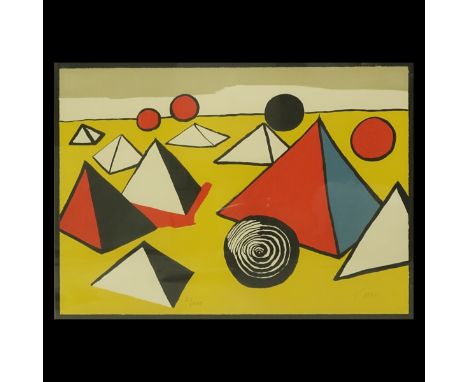 Alexander Calder, American (1898-1976) Color Lithograph "Pyramides - Circa 1970". Signed and numbered 2/100 in pencil. Measur