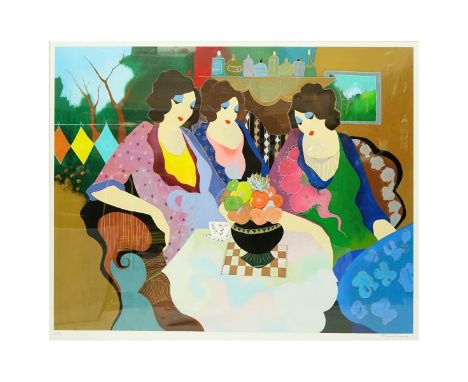 Itzchak Tarkay, Israeli (1935 - 2012) Artist Proof Lithograph, Three Ladies at Tea Time, Signed and Numbered 17/50 EA. Measur