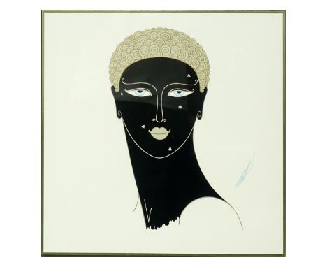 Erte, French/Russian (1892 - 1990) Lithograph Print "Queen of Sheba" Signed in the Plate. Measures 15-1/4" H x 15-1/4" W (sig