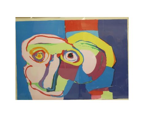 Karel Appel, American (1921-2006) Color Lithograph "Dream-Coloured Head". Signed and dated 1970. Measures 27" x 40-1/4" (sigh