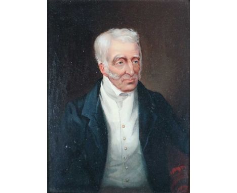 After Abraham Solomon, Portrait of the Duke of Wellington, oil on board, framed. Measurements 18 x 23 cm, frame 33.5 x 28.5 c