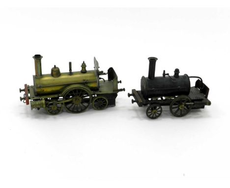 An early 20th century brass steam model locomotive, 20cm long and another similar, 20cm long (2)Condition report: Both with e