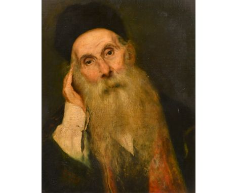R. Wilson, Circa 1886, a portrait of an elderly gentleman with a beard, possibly a Rabii, oil on canvas, laid down, signed an