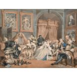 Ravenet after Hogarth, Marriage a la Mode, Plate IV, hand coloured etching, 13.25" x 17.25" (33.5