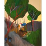 Isaac Tarkay (1935-2012), a landscape view, colour print, signed and numbered 184/300 in pencil,