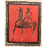 Marino Marini, 'Le Cavalier', man on a horse, colour lithograph, signed and dated 1955 in the stone,