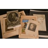 A folder of antique prints, mainly portrait, various media, unframed, (q).