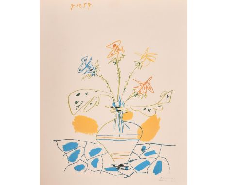 After Picasso, 'Vase with Flowers', lithograph, published 1983, 23" x 18" (58 x 46cm), unframed, a/f.