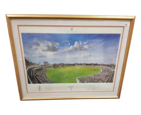 SIGNED CRICKET PRINT  - SIGNED BY DICKIE BIRD &amp; OTHERS 
