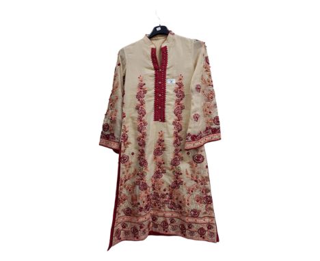 VINTAGE ORIENTAL EMBROIDERY AND PEARL DRESS 