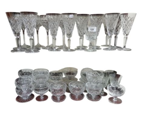 2 SHELF LOTS OF CUT GLASS AND OTHER GLASSWARE 