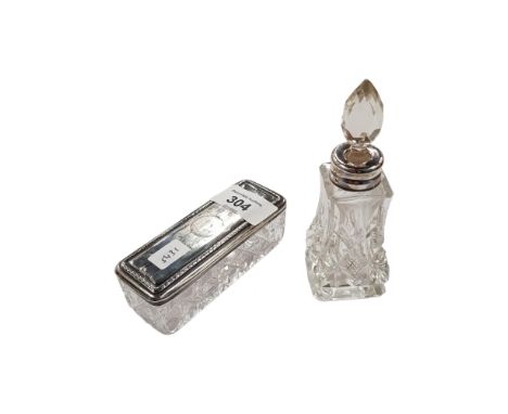 COLLARED PERFUME BOTTLE &amp; SILVER LIDDED TRINKET BOX 