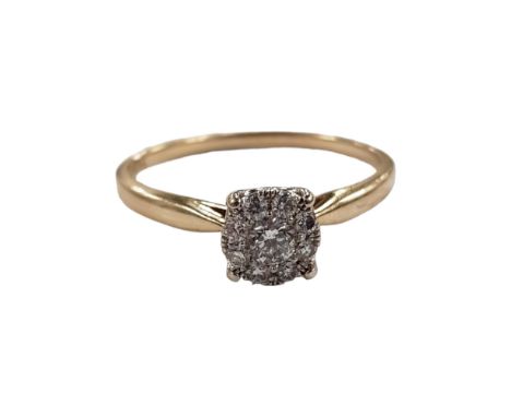 9 CARAT YELLOW GOLD DIAMOND RING WITH 0.25 CARAT OF DIAMONDS 