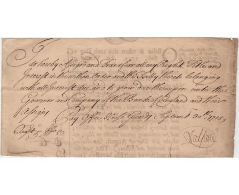WALPOLE ROBERT: (1676-1745) British Prime Minister 1721-42. Large portion of a D.S., R Walpole, one page, slim oblong 4to, Pa