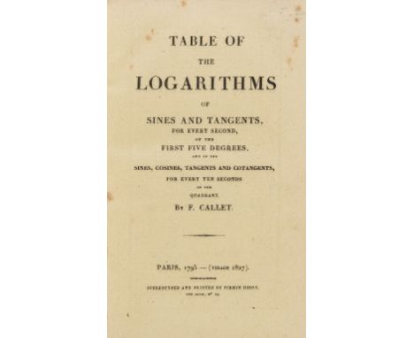 Babbage (Charles) Table of the logarithms of the natural numbers from 1 to 108000, fourth edition, occasional marginal browni