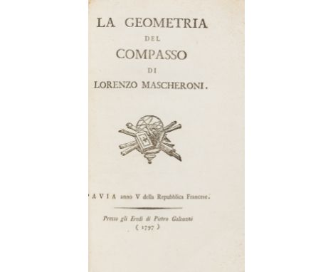 Mascheroni (Lorenzo) La Geometria del Compasso, first edition, 14 folding engraved plates, occasional foxing or dampstaining,