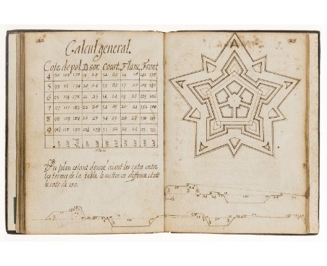 Military fortifications.- De l'usage du compas de proportion, autograph manuscript in brown ink, 22ff., title within elaborat