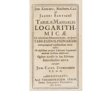 Kepler (Johannes) and Jacob Bartsch. Tabulae Manuales Logarithmicae Ad Calculum Astronomicum, title within ruled border, wood