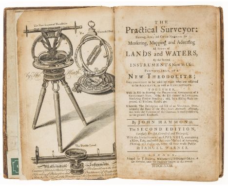 Hammond (John) The Practical Surveyor, second edition, engraved frontispiece and 12 plates (fraying and tearing), occasional 