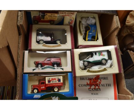 Seven assorted vintage diecast trucks from days gone by and a Sixth British Empire and Commonwealth Games 24th July 1958 prog