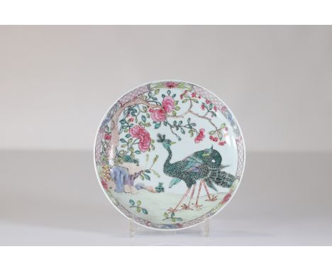  18th century famille rose porcelain plate decorated with peacocks - Sizes: D 210mm - Weight (K): 0,327kg - Condition: at fir