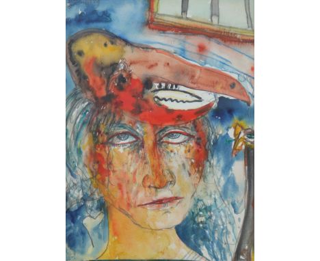  John BELLANY (1942-2013) watercolor on paper "The lobster hat" - Sizes: H 580mm L 470mm - Weight (K): 2,76kg - Condition: at