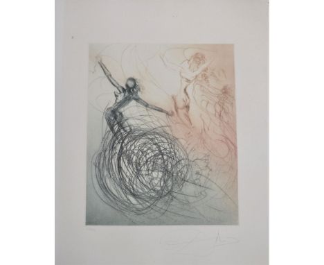  Salvador Dali. "The Hippies - Women in the Waves". Color engraving. Signed "Dali" lower right. Numbered 112/145. - Sizes: H: