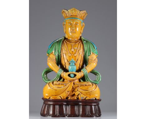  China imposing 18th Qianlong glazed sandstone Buddha - Sizes: H 550 L 350mm - Weight (K): 0,03kg - Condition: After verifica