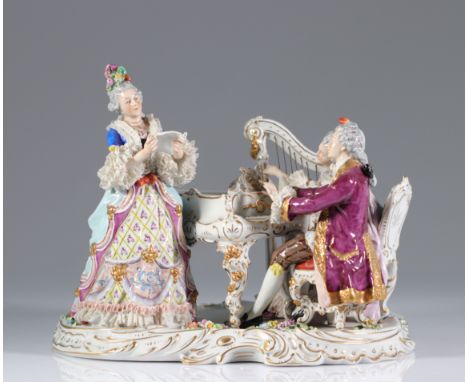  Saxony porcelain group "the musicians" - Sizes: H 290 mm L 330mm - Weight (K): 4,3kg - Condition: After verification - small