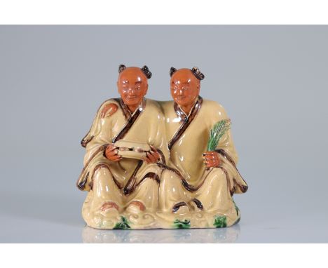  China glazed stoneware figures - Sizes: H: 150 mm L: 160 mm - Weight (K): 0,66kg - Condition: After verification - good cond