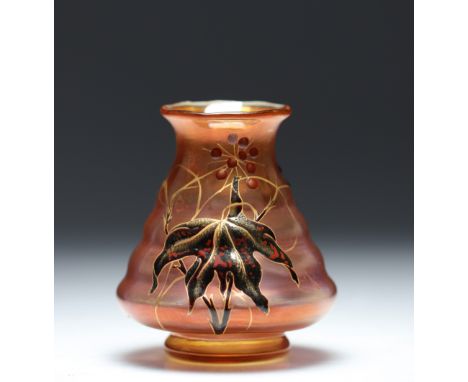  Emile Galle crystalware enamelled copper vase - Sizes: H 100mm L 90mm - Weight (K): 0,136kg - Condition: at first sight - go