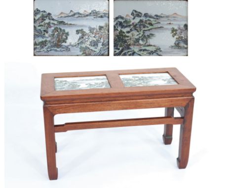  China rare table decorated with porcelain panels decor of landscapes - republic period - Sizes: H 440MM L 320MM - Weight (K)