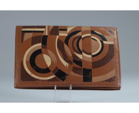  France - Sonia Delaunay "rhythms" model leather pouch - 1930s - Sizes: H 225mm L 150mm - Weight (K): 0,25kg - Condition: at 