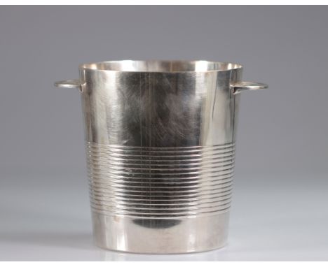  France - Champagne bucket Christofle Luc Lanel model "Vulcain" - 1970 - Sizes: H 210 mm D 240mm - Weight (K): 1,69kg - Condi