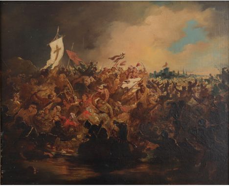  Eugene DELACROIX (1798-1863) painting study "battle scene" - Sizes: Hors cadre H 280mm L 345mm - Weight (K): 1,57kg - Condit