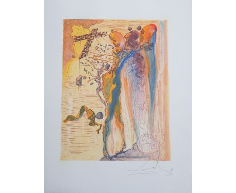  Salvador Dali. "The apparition of Dante's Great-Great-Grandfather". Lithograph on arches paper. Signed "Dali" in pencil lowe