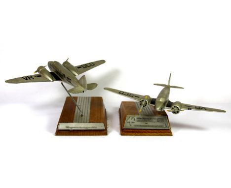 Two die-cast metal model aircraft celebrating forty years of aviation history for Singapore International Airlines, wing span