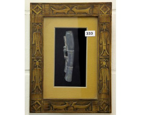An interesting box framed oriental item of a figure climbing a stem of bamboo, 31 x 40cm.