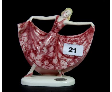 A 1930's Goldscheider figure of a dancing lady, H. 15cm.