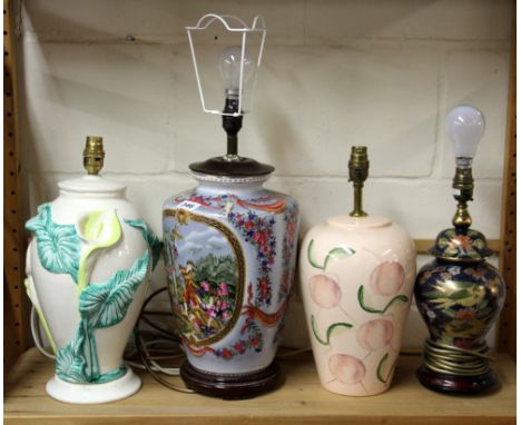 Four ceramic table lamps.