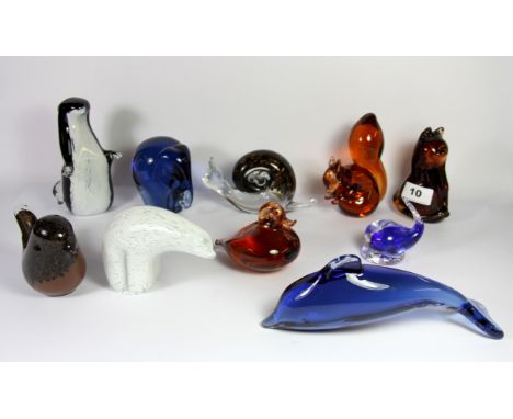 A group of ten various Wedgwood glass model animals, tallest 14cm.