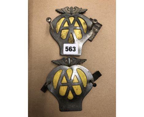 TWO VINTAGE AA BADGES
