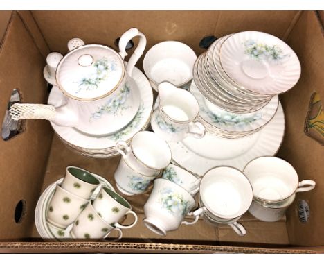 ROYAL STAFFORD BONE CHINA FLORAL TEASET AND FOUR SUZY COOPER ONE O'CLOCK'S COFFEE CUPS AND SAUCERS
