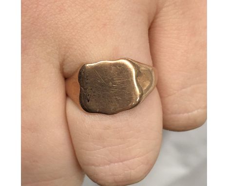 ROSE GOLD SIGNET RING SIZE M, 2.6G APPROX.